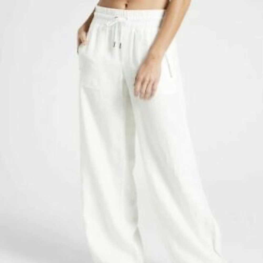 White Linen Athleta Cabo Wide Leg Pants
